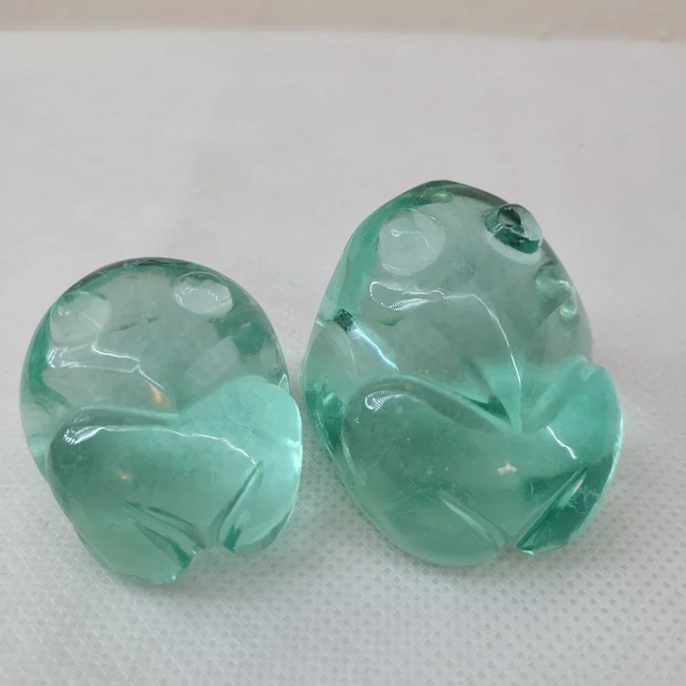 Art Glass Frog Pair - Paperweights or Decor Aqua Blue-Green - Picture 11 of 13